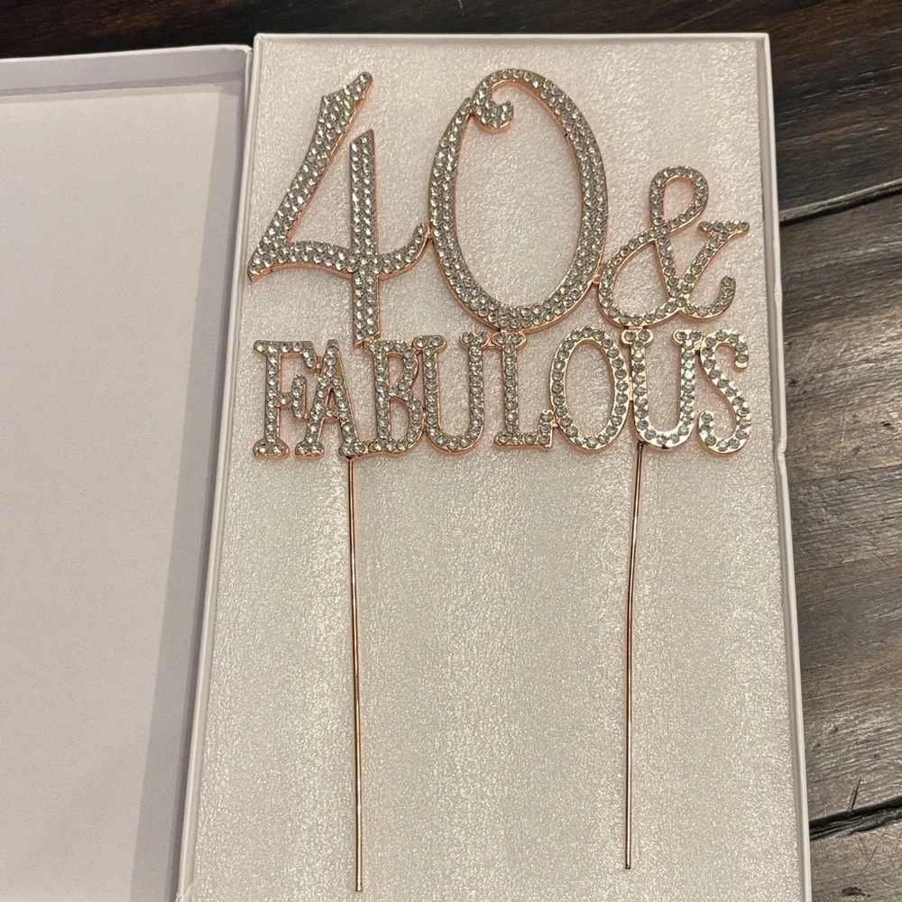 Rose Gold '40 & Fabulous' Cake Topper